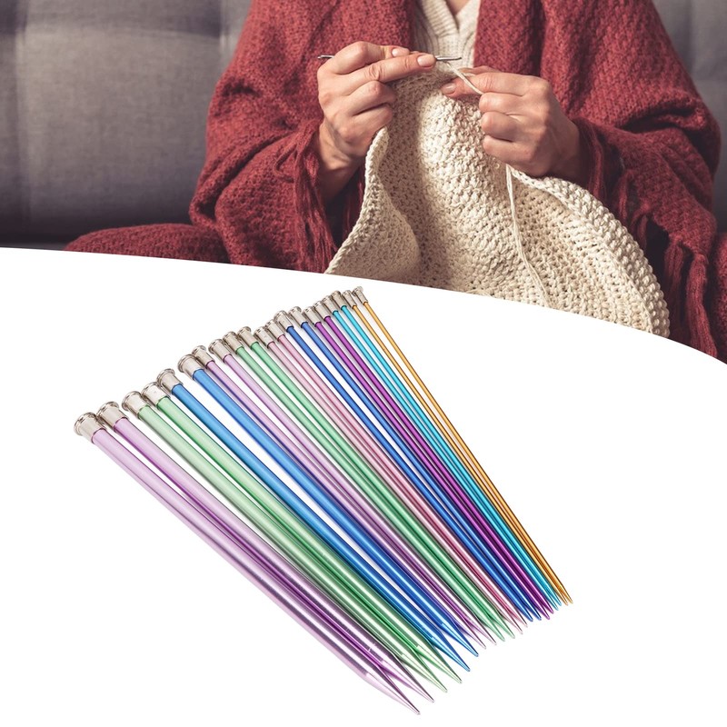 Vvikizy 10in Knitting Needles Set, Metal Single Pointed 25cm Colored