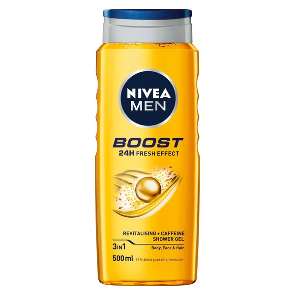 NIVEA Men Boost Duş Jeli 500 ml, 3'ü 1 Arada