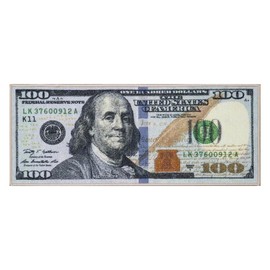 Ottomanson $100 Bill Design Non-Slip Rubberback 22" x 53" Alternative Colors Home Decor Rug - Color: Multicolor
