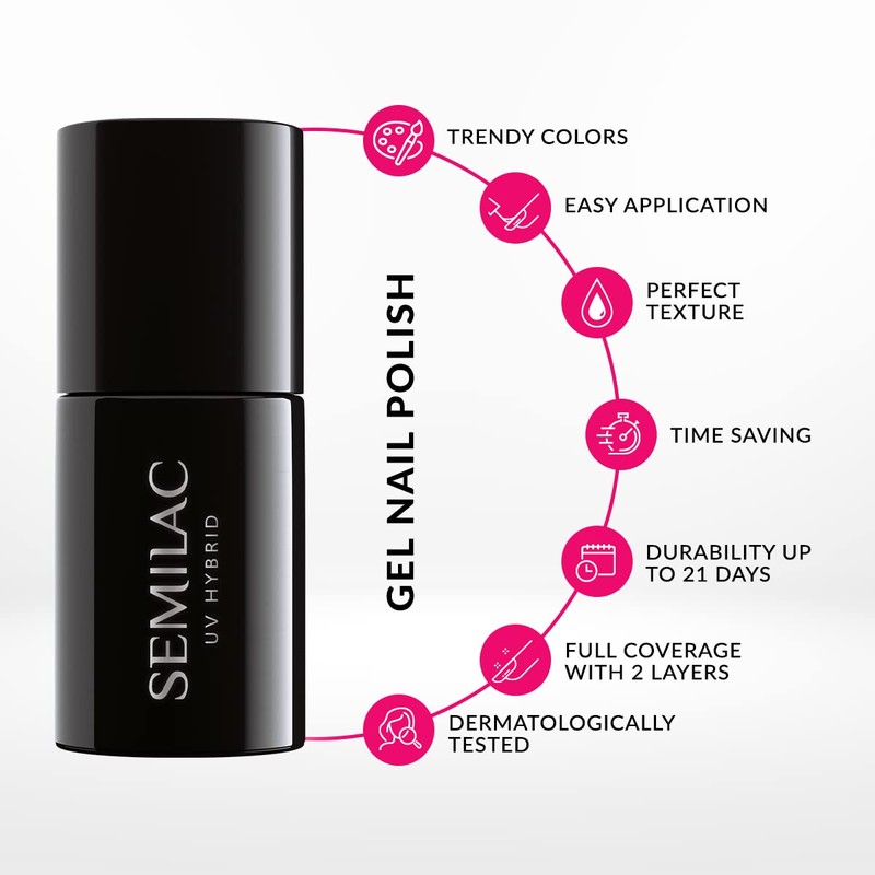 Semilac UV Nagellack Hybrid 441 Ghost White 7ml Kollektion Glow