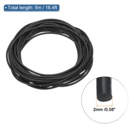 PATIKIL Silicone Foam Seal Strip, 5M(16.4FT) 2mm(0.08") Dia Backer Rod Round High Density Solid Sponge Rubber Weather Stripping Cord for Sealing Gap Blocker Insulation, Black