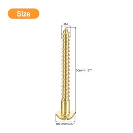 sourcing map Wood Screws M4 x 50mm Slotted Round Head Brass Self-Tapping Screw WoodWorking Screw 20 Pcs
