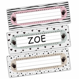 Desk Name Tag Classroom, Minimalism Name Plate for Desk Labels, Heart Name Tags for Student Desk Labels Locker Stickers, Name Tags for Back to School, School Teaching Students Supplies A12