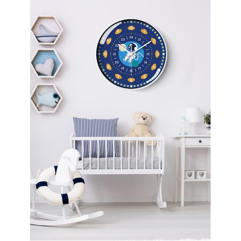 Learning Wall Clock for Kids, 12in Silent Time Teaching Clock