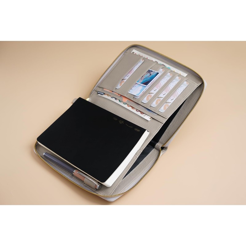 Moterm Zip Leather Case for Stalogy B6 Planner (Pebble Grey)