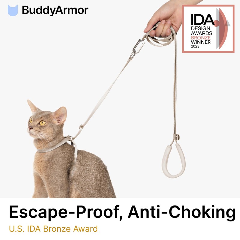 BuddyArmor Cat Harness and Leash Set, Lightweight Escape Proof Cat