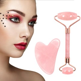 Gua Sha-Massage, Natürlicher Guasha aus Jade Stein - Gesichtsmassage Für Augenschwellungen Hautstraffung von Gesicht,Rosenquarz Guasha Stein Massage Werkzeug