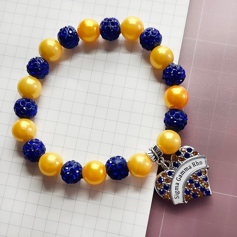 muiot SIGMA Letter Sorority Symbols Heart pendant Rhinestone Beads Imitation