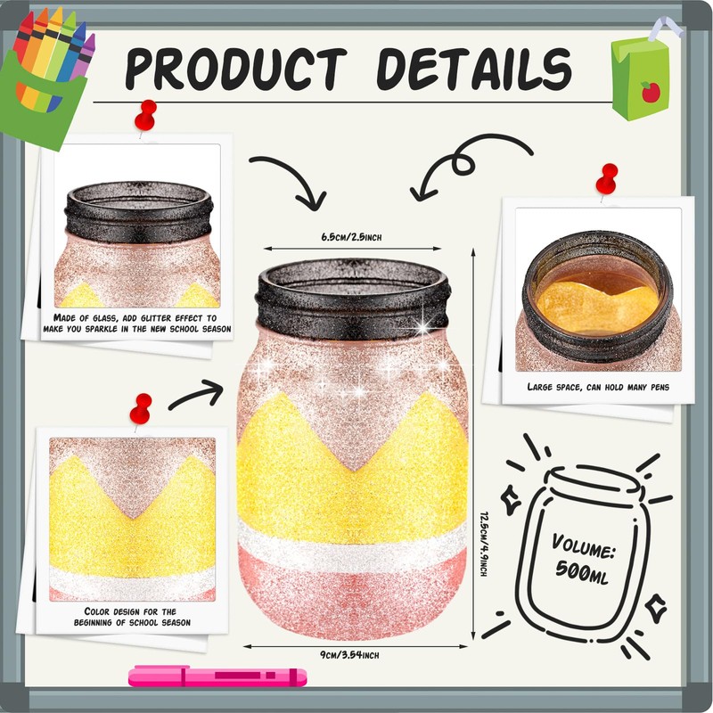 Funnymoom 2 Pcs Christmas Teacher Appreciation Gift Mason Jar 17