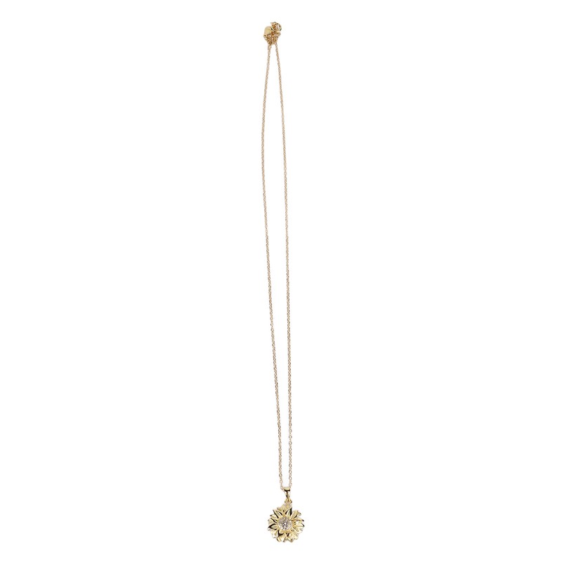 Pendant Necklace 925 Silver Sunflower Shape Gold Exquisite Shiny Elegant