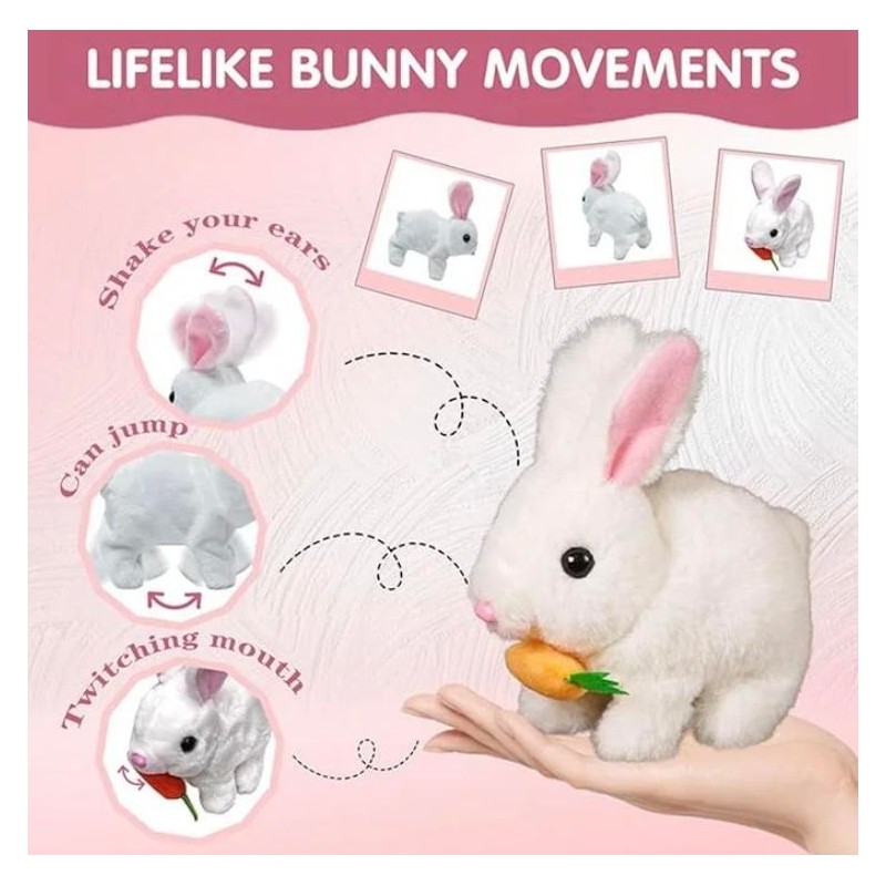 My Realistic Bunny Toy, InteractiveBunny Realistic Bunny-Jumping,Twitching,And Shaking Ears, BunbiRealistic