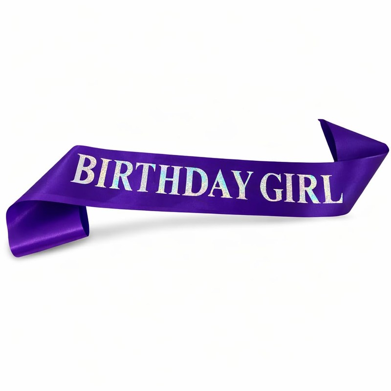 Shimmer Anna Shine Glitter Birthday Sash for Women – Purple