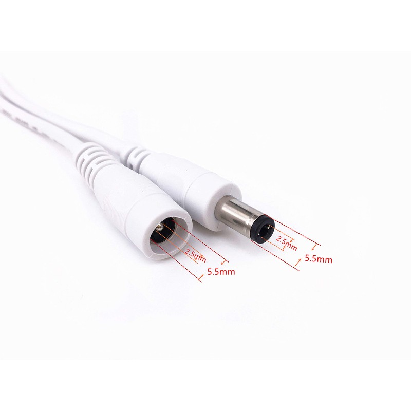 4pcs/pack 2m 6.56ft White DC Plug Extension Cable with Male