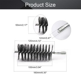Utoolmart Steel Wire Tube Cleaning Brush, Round Chimney Cleaning Brush, M12 Threaded Interface Cleaning Brush, 55mm Diameter 160mm Length, 2pcs