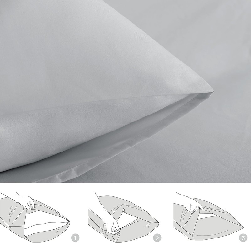 Aisbo Housewife Pillowcases 2 Pack - Light Grey Standard Pillow