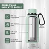 Exllena Small Water Bottle 12oz with Clip, Double Wall Stainless