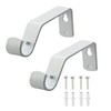 Metal Curtain Rod Brackets White Set with Screws for Poles