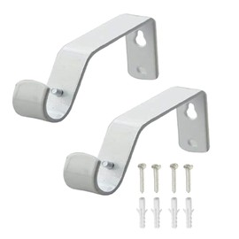 Metal Curtain Rod Brackets White Set with Screws for Poles 19mm Curtain Pole Bracket Metal Heavy Duty Rod Wall Brackets Holder Set of 2.