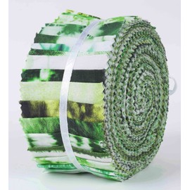 Soimoi 40Pcs Tie Dye Print Cotton Precut Fabrics for Quilting Craft Strips 2.5x42inches Jelly Roll - Green