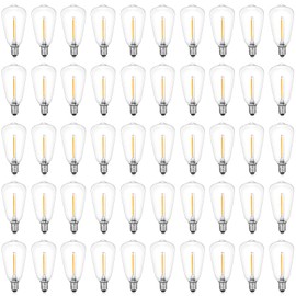 VISTERLITE E12/C7 Base LED Replacement Bulbs for ST38 Outdoor String Lights - Not Solar, Vinatge 1W LED Shatterproof Bulb, Warm White 2200K, 50 Pack