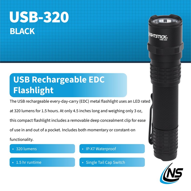 Nightstick USB-320 Rechargeable EDC Flashlight