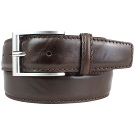 BELTINGER Belt with Stainless Steel Belt Buckle Made of Full Cowhide Leather with Stitching 4 cm Leather Belt for Men and Women 40 mm Cambered Jeans Belt, Brown, silver