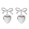 Gold/Silver Heart Dangle Earrings For Women Ribbon Bow Dangle Earrings