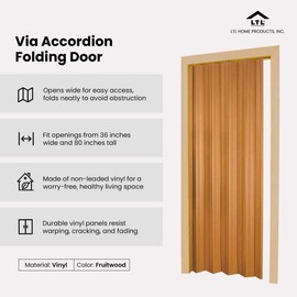 LTL Home Products HSR3680F Regent Interior Accordion Folding Door, 36" x 80", Fruitwood