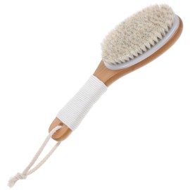 Healeved Horsehair Soft Bristle Bath Brush Shower Scrubber for Body Bath Brush for Back Bristle Body Scrubber Back Scrubber with Handle Back Brush Bathroom Bath Brush Body Bathing Brush