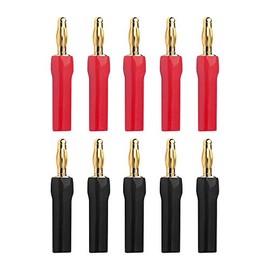 VCELINK 4mm Speaker Banana Plugs-Open Screw Type,24K Gold Plated Brass Speaker Wire Banana Plugs Connectors (5 pair/10 pcs)