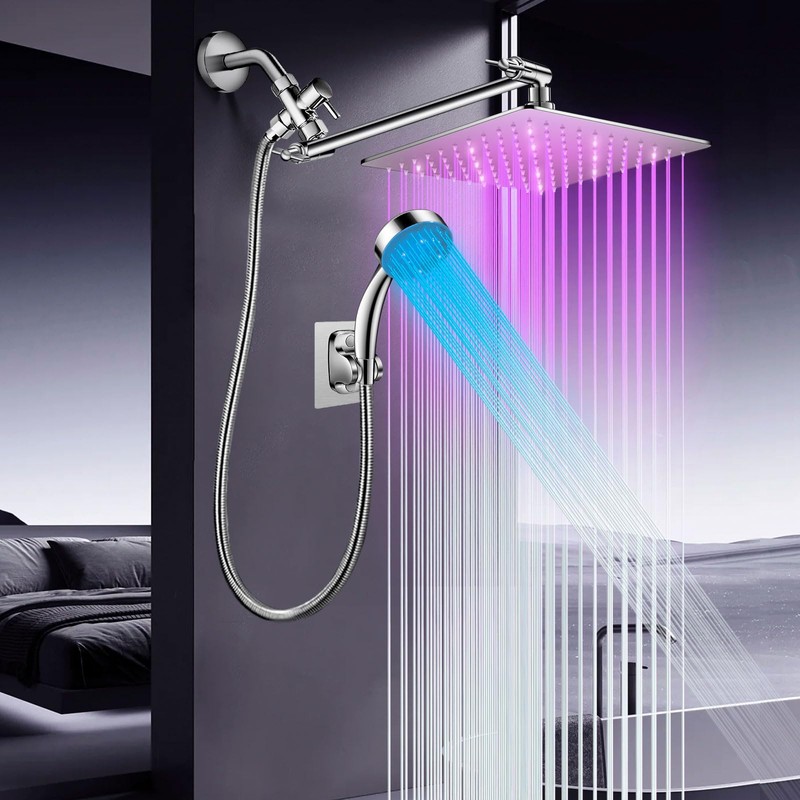 Shower Head with LED, High Pressure 10'' Rain Shower Head