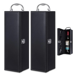 Aceorbit Juego De 2 Cajas De Regalo De Vino De Piel Negro