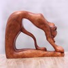 NOVICA Brown Wood Cat Sculpture, Ustrasana Kitty'