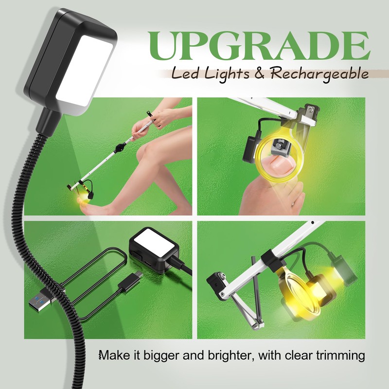 32" Long Handle Toenail Clippers for Seniors w/Magnifier & LED