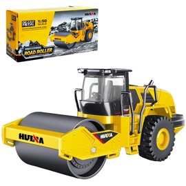 Qcar 1/50 Scale Metal Road Roller Toy, Metal Construction Vehicles Model Toy, Outdoor Sandbox Car Toys, Birthday Gift Toddler Boy Kid Child