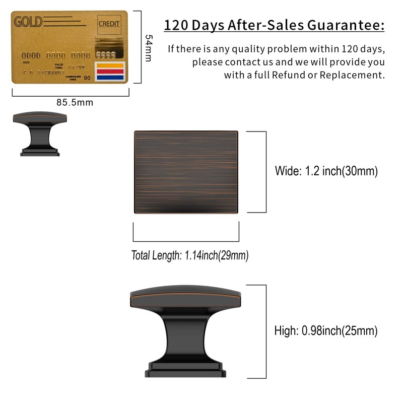 Amerdeco 10 Pack Oil Rubbed Bronze Cabinet Knobs 1-1/8 Inch
