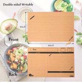 20 Pack Recipe Cards, Kraft Double Sided Recipe Cards 4 x 6 Inch Cooking Recipe Cards Cardstock Recipe Cards with Lines Large Writing Spacefor Weddings, Bridal Shower, Christmas Gifts