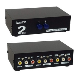Iseebiz AV Switcher, Audio and Video Switcher, Mechanical, No Power Supply, Bi-Directional, 2 Input, 1 Output, 1 Input, 2 Outputs, Metal Hell, Anti-Static/Interference