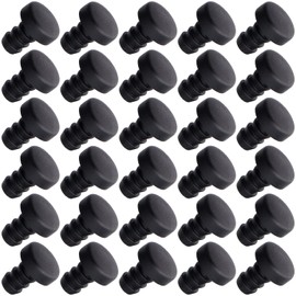 PAGOW 30 pcs 5mm Glass Table Top Bumpers with Stem, Rubber Anti Slip Glass Table Top Spacers, Black Patio Table Spacers for 3/16 Inch Hole, Rubber Grippers for Table Furniture Cabinet(Black)