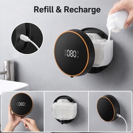 Touchless Soap Dispenser for Bathroom and Kitchen - Automatic Foam Sensor Pump with Type-C Charging and Digital Display