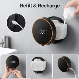 Touchless Soap Dispenser for Bathroom and Kitchen - Automatic Foam Sensor Pump with Type-C Charging and Digital Display