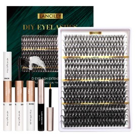 Lash Clusters 320PCS 12-20MM 30D+40D+80D+100D DIY Eyelash Extensions Kit Fluffy Individual Lashes Wispy Eyelash Clusters Natural D Curl Lash Extension kit with Lash Bond&Seal&Remover&Tweezers-4