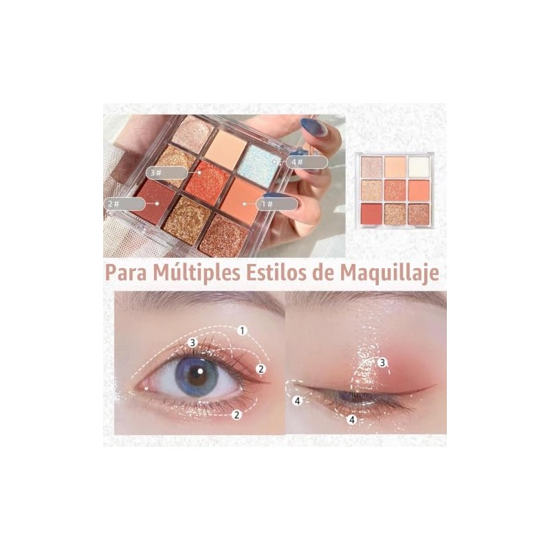 Paleta de Sombra de Ojos 9 Colores - NacaradaBrilloMate, 1