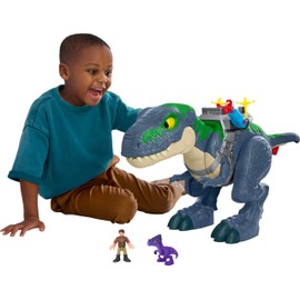 Fisher-Price Imaginext Jurassic World Rebirth Dinosaur Playset, Ultimate Action Chomp T. rex 18-inch Dino Toy with Lights, Sounds, Motion & 2 3-inch Action Figures