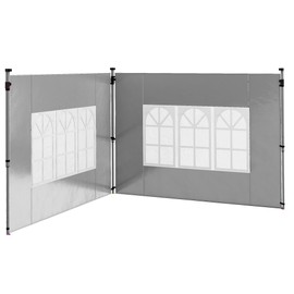 Outsunny Gazebo Side Panels with Window for 3x3(m) or 3x4m Pop Up Gazebo, 2 Pack Sides Replacement, Grey
