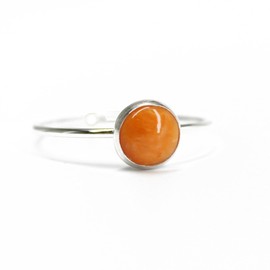 Kathy Bankston 6mm Round Spiny Oyster Shell Ring 925 Sterling Silver, Dainty Orange Ring (8)