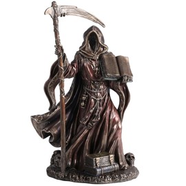 Veronese Design 9 1/4 Inches Calamity Reaper Holding Scythe and Prophecy Cold Cast Resin Bronze Finish Sculpture