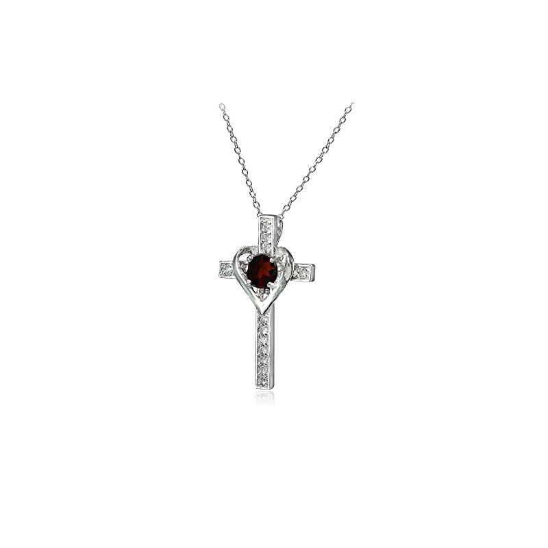 B. BRILLIANT Sterling Silver Garnet and White Topaz Heart in
