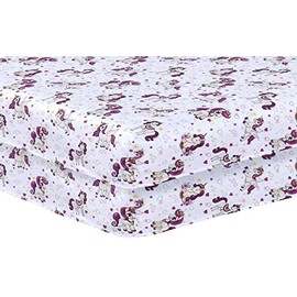 DTEX HOMES 2 x Cot Bed Sheets Super Soft Breathable Polycotton Fitted Sheet 140 x 70 cm (Unicorn)