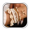 Evlry Boho Shell Starfish Charm Bracelet Set Beach Beads Bangle